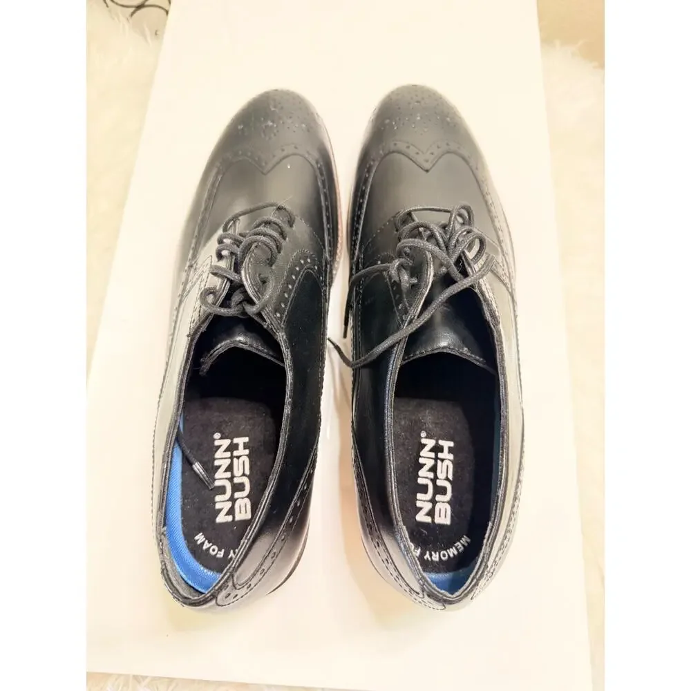 Nunn Bush Wingtip Black Mens Wing Oxford Shoes Excellent Condition - 10.5W